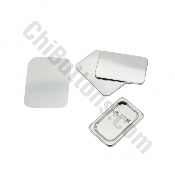 Pin Parts - Rectangle 40x60mm Vertical Pin Badge (100 sets)