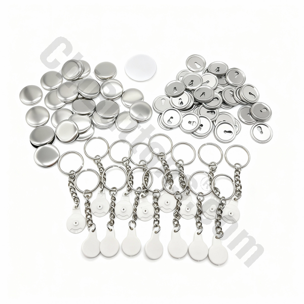 Keychain Parts - 25mm Round Versa-back Keychain (100 sets)