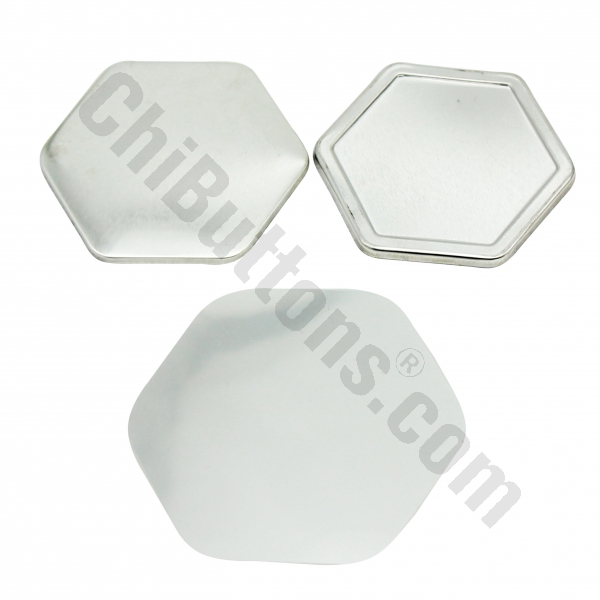 Flat Back Parts - Hexagon 58x65mm Flat Back Button (100 sets)