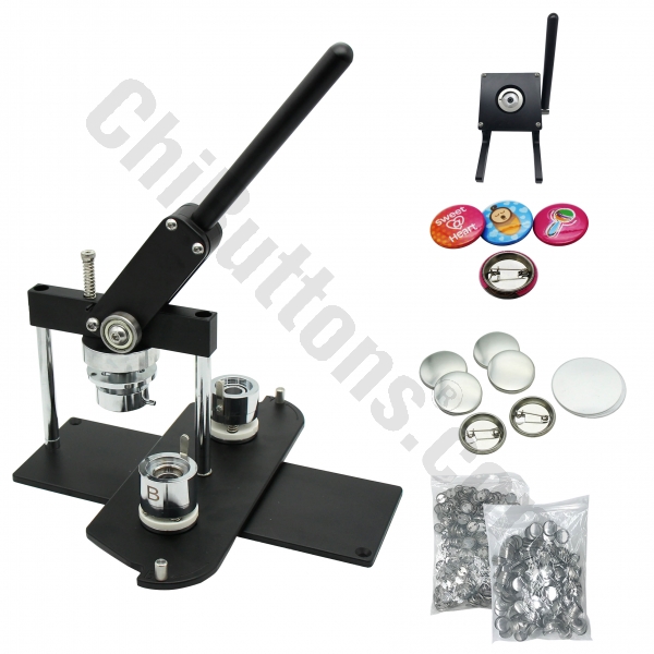 KIT - 25mm (1") Pro Badge Machine Button Maker-B400 + Round Mould + 500 Pin Parts + New Stand Cutter