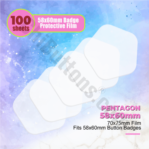 Mylar Sheets for 58x60mm Pentagon button badges (100 pcs)