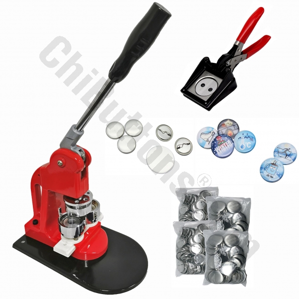KIT - 37mm(1 1/2") Button Maker-1 + Round Mould + 200 Pin Parts + Handling Cutter  