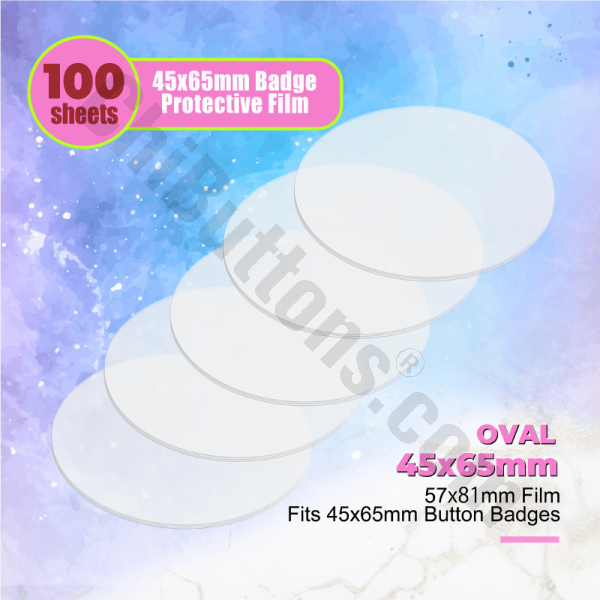 Mylar Sheets for 45x65mm Oval button badges (100 pcs)