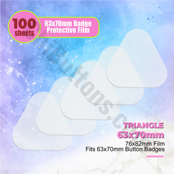 Mylar Sheets for 63x70mm Triangle button badges (100 pcs)
