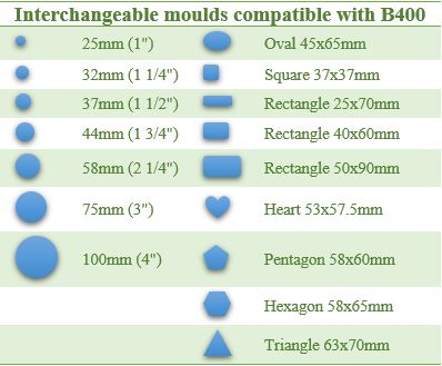 1 1/4" 32mm BADGE MACHINE BUTTON MAKER-B400+MOULD+200PARTS+HANDLING CUTTER KIT 